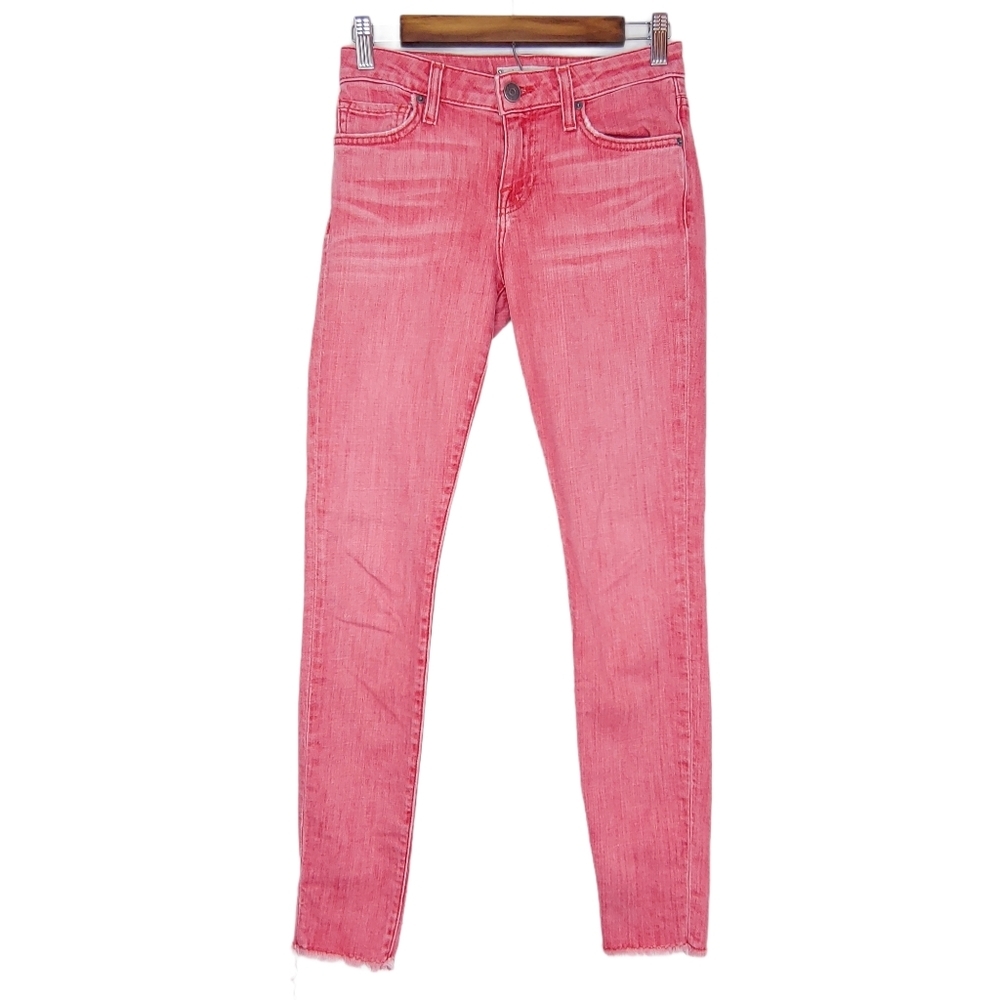 Joie Mid-Rise Skinny Raw Hem Red‎ Jeans 26